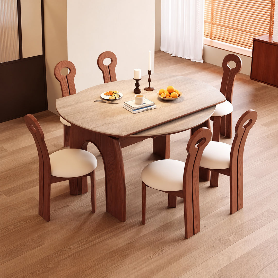 ASHLEY Modern Travertine Extendable Dining Table (INSTOCK) - Cassa Haus Singapore