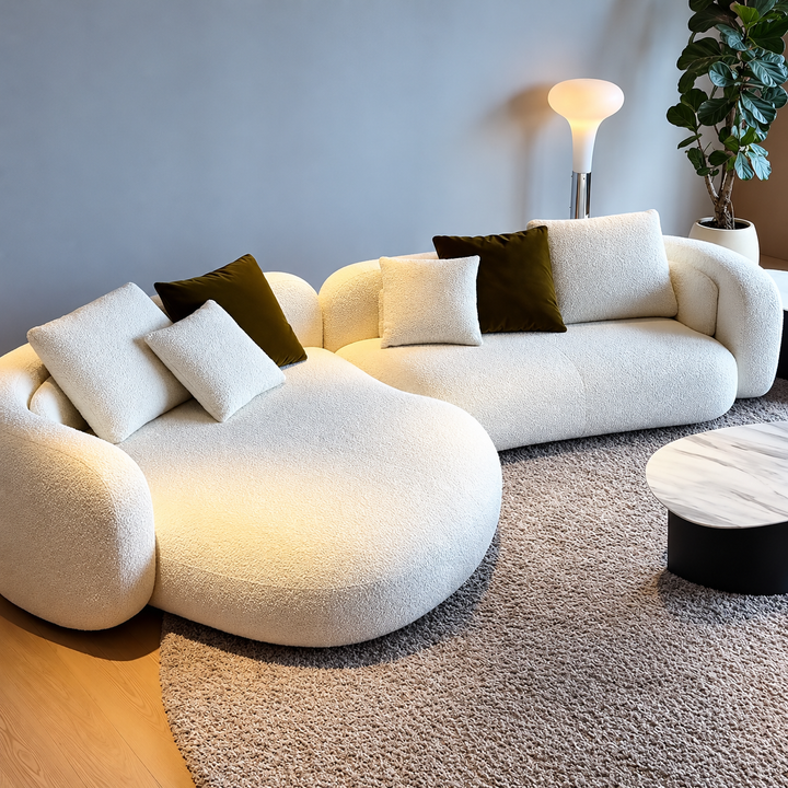 BEZIER Modern Curved Boucle Sofa - Cassa Haus Singapore