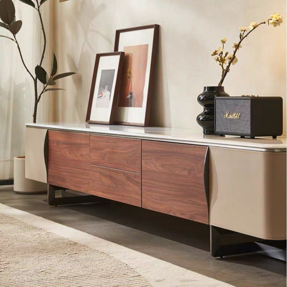 VACLA Modern Saddle Leather TV Console - Radical Homes Singapore