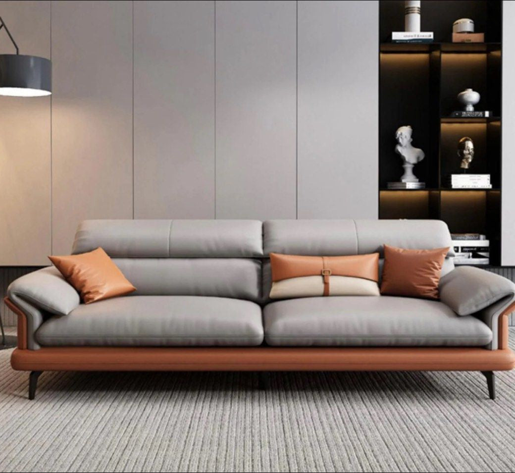 AFIONE Modern Genuine Leather Sofa - Radical Homes Singapore
