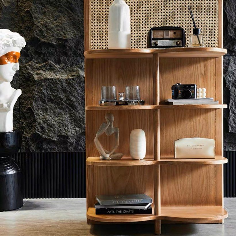 NOVREN Modern Rattan Display Shelf