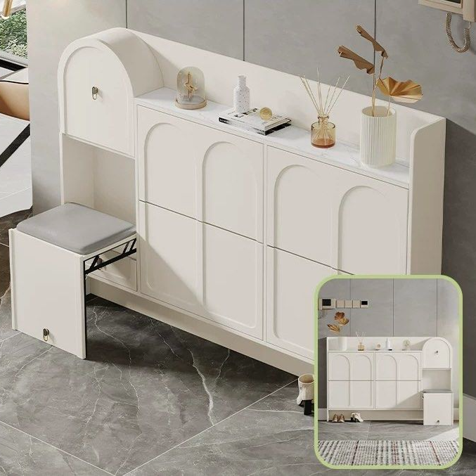MERYL Modern French Shoe Cabinet With Sette - Radical Homes Singapore