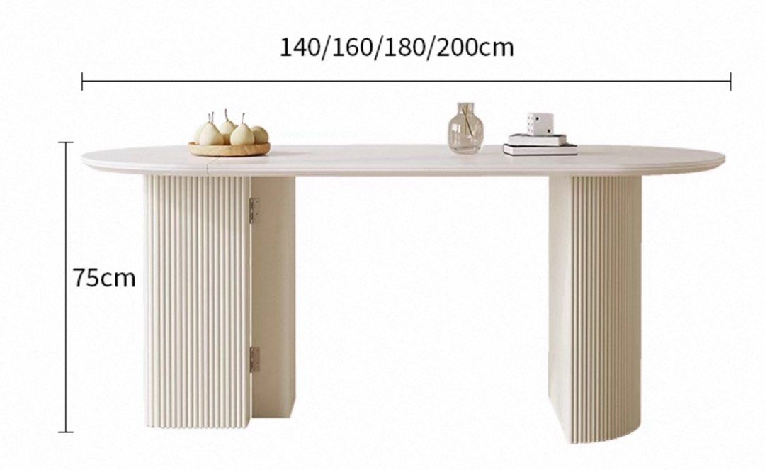 EXPANZA Modern Extendable Travertine Dining Table - Cassa Haus Singapore