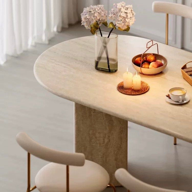 ZAILE Modern Travertine Dining Table - Radical Homes Singapore