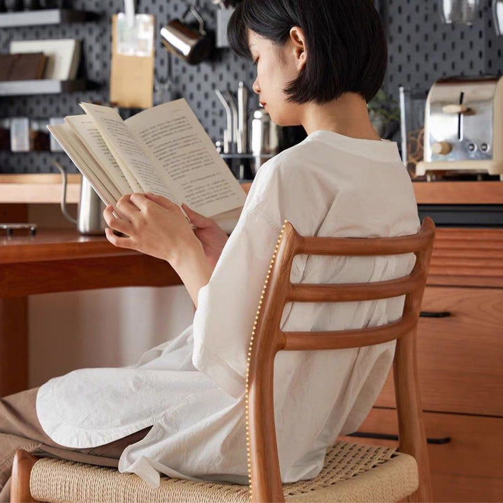 SERIO Solid Wood & Rattan Dining Chair - Radical Homes Singapore