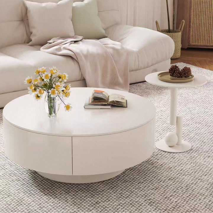 KIORA Japandi Sintered Stone Round Coffee Table - Cassa Haus Singapore