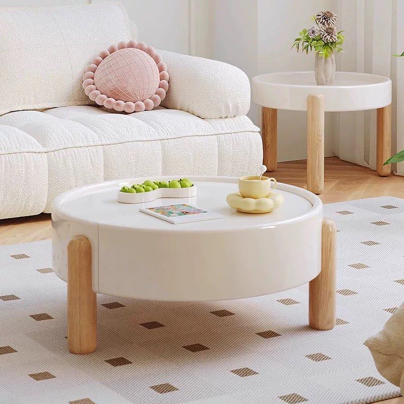 ETHAN Japandi Solid Wood Round Coffee Table - Cassa Haus Singapore