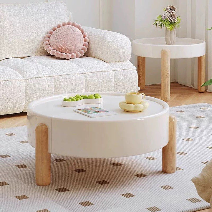 ETHAN Japandi Solid Wood Round Coffee Table - Cassa Haus Singapore