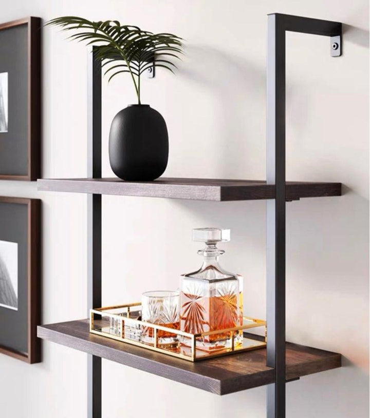 ELIZABETE Industrial Solid Wood Display Wall Shelf - Radical Homes Singapore