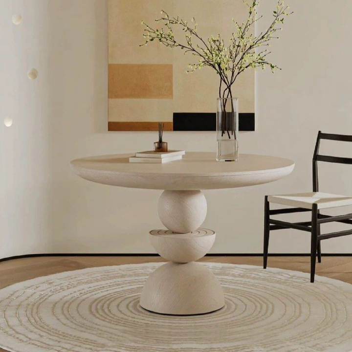 RACEUS Modern Solid Wood Round Dining Table - Radical Homes Singapore