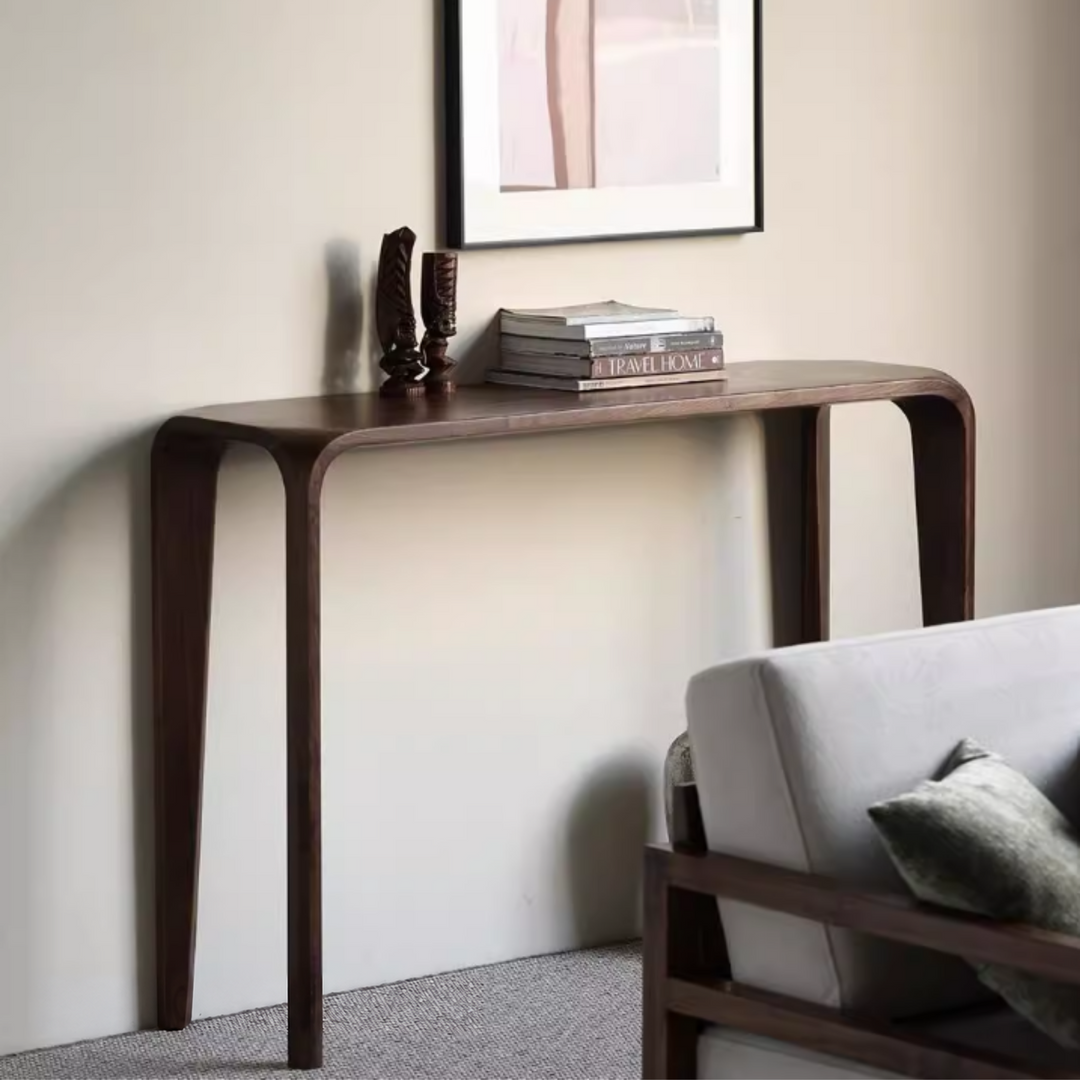 RILVAN Modern Walnut Wood Console Table