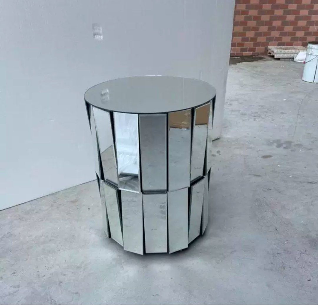 VERNON Modern Mirrored Bedside Table - Radical Homes Singapore
