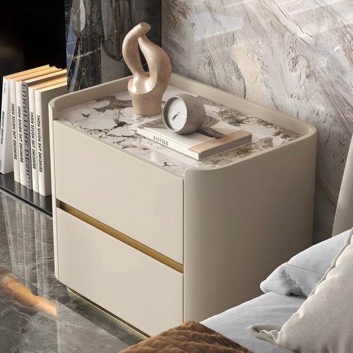 DORIAN Modern Leather Bedside Table - Cassa Haus Singapore