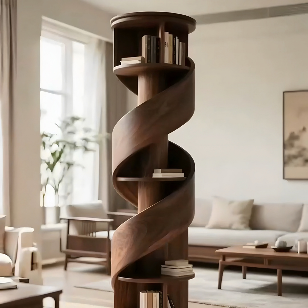 SEDI Modern Ash Wood Spiral BookShelf - Radical Homes Singapore