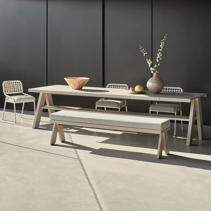 TARYQOVA Modern Outdoor Sintered Stone Dining Table and Chairs - Cassa Haus Singapore