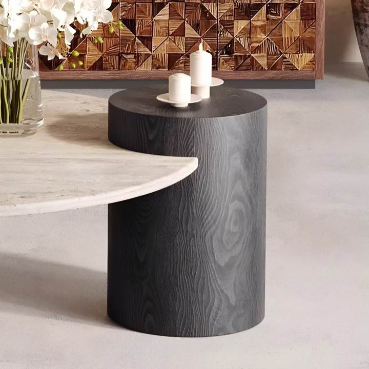 MONTERRA Modern Travertine Round Coffee Table - Radical Homes Singapore