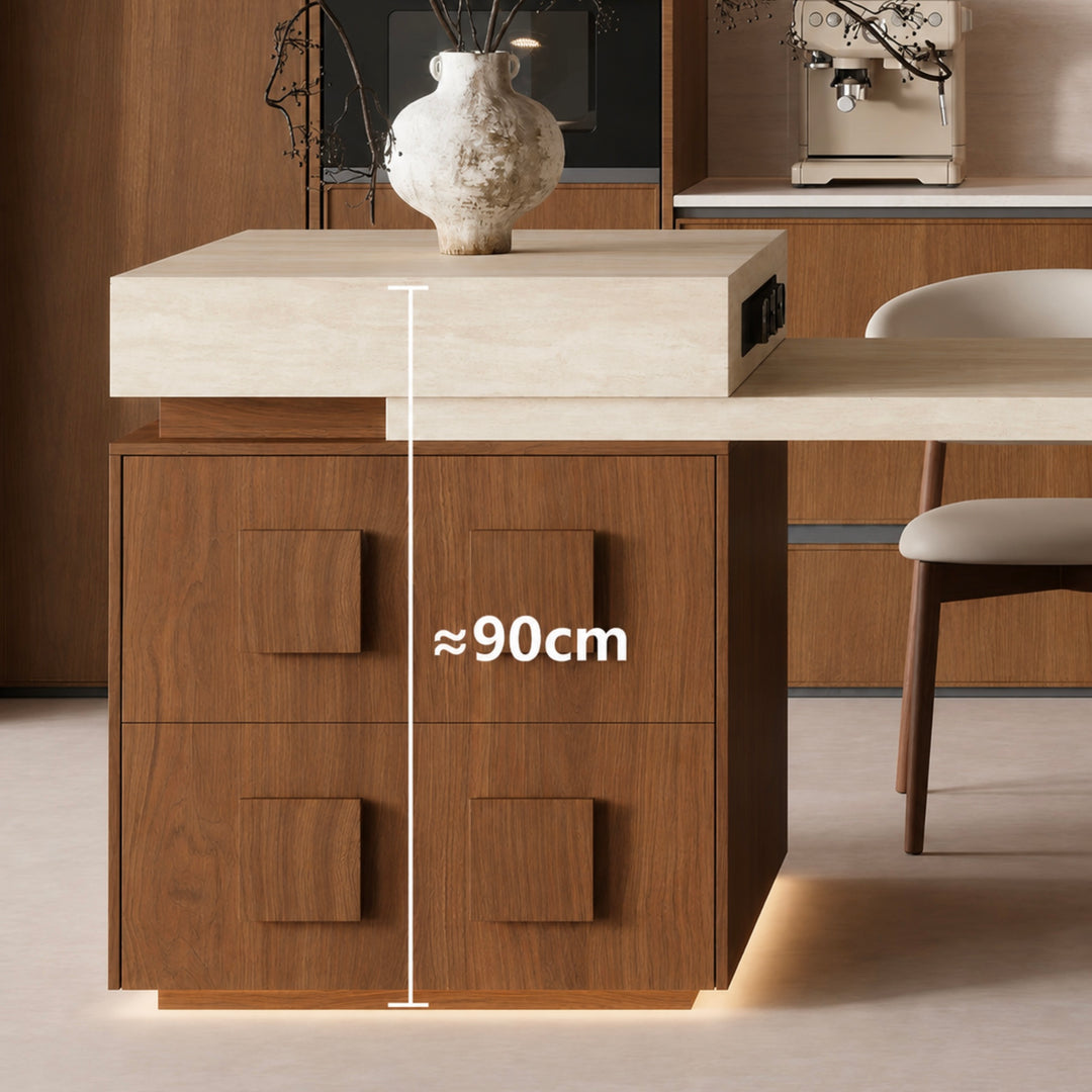 QUARRY Modern Travertine Island Dining Table - Cassa Haus Singapore