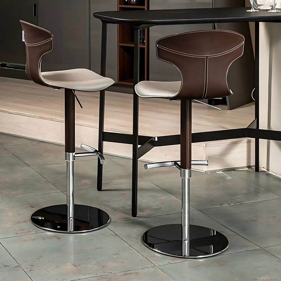 NORDIK Modern Leather Bar Stool - Radical Homes Singapore