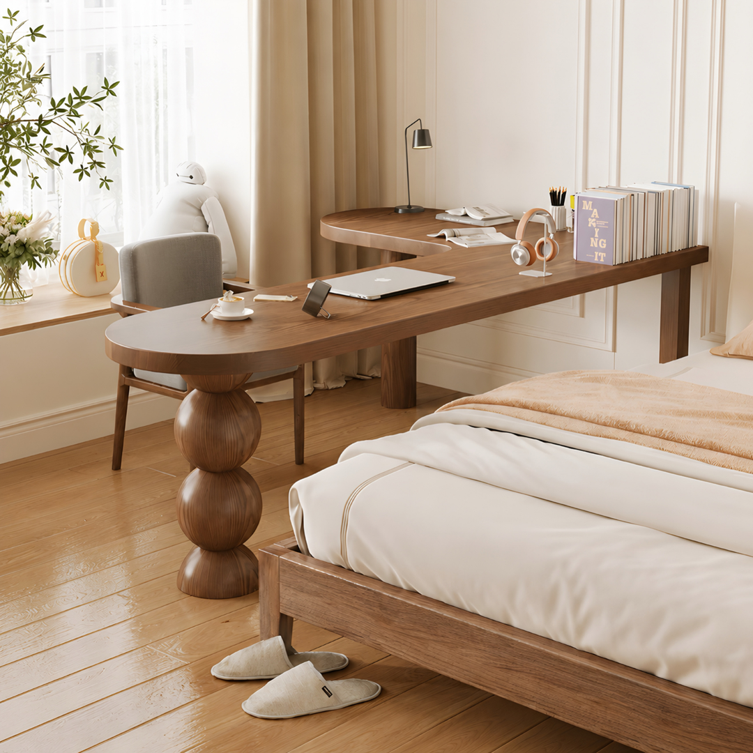 VINCENZO Modern Solid Wood L Shaped Study Table - Cassa Haus Singapore