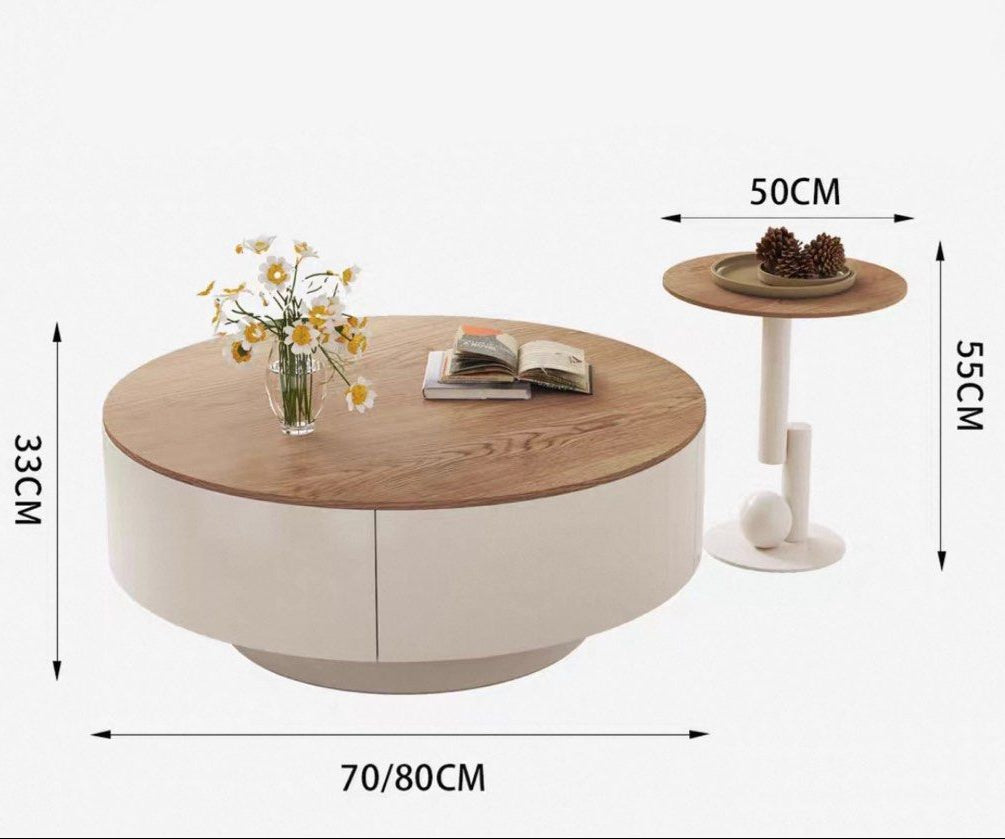 KIORA Japandi Sintered Stone Round Coffee Table - Cassa Haus Singapore
