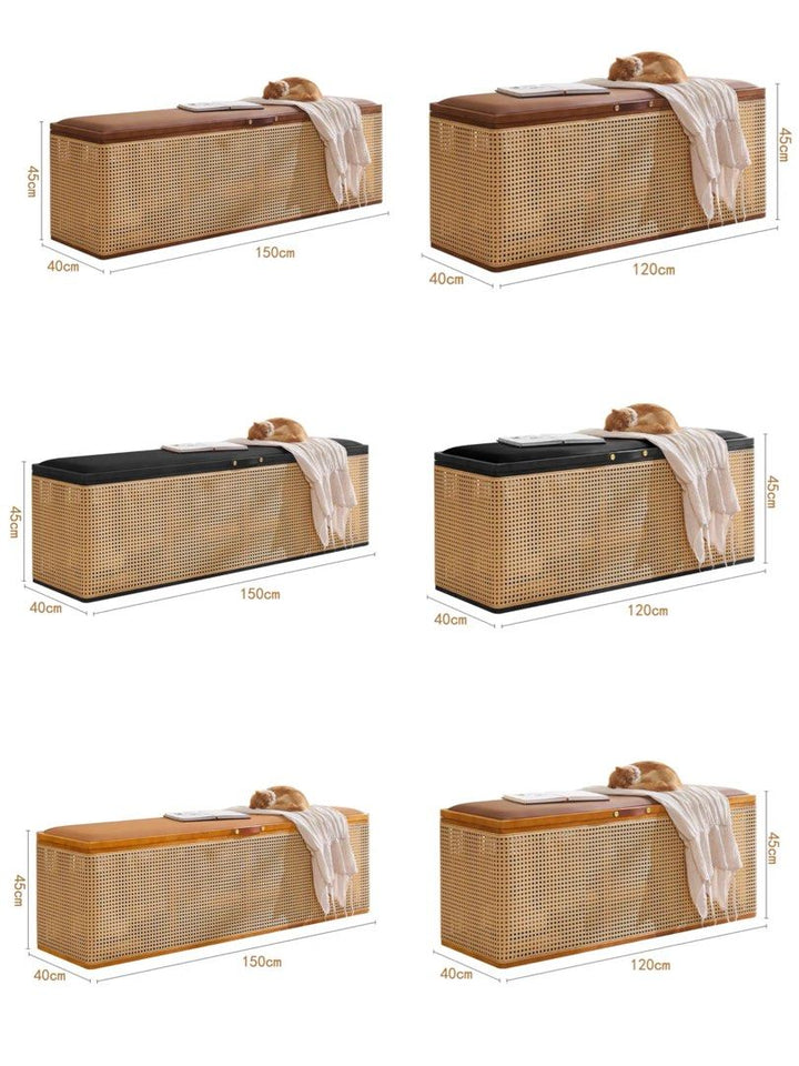 JELINA Rattan Bench With Storage - Radical Homes Singapore