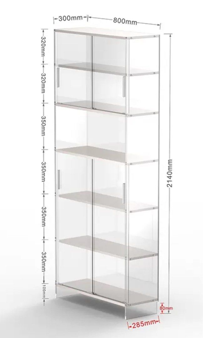 CALEB Modern Acrylic Bookcase - Radical Homes Singapore