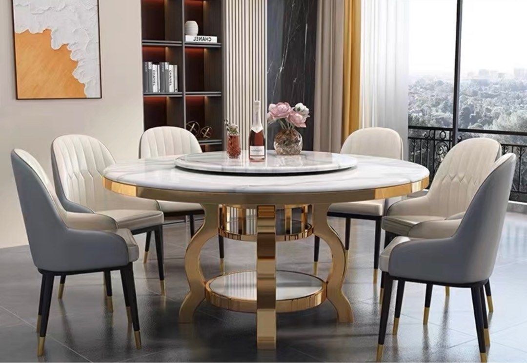 LUNETTE Modern Round Marble Dining Table - Cassa Haus Singapore