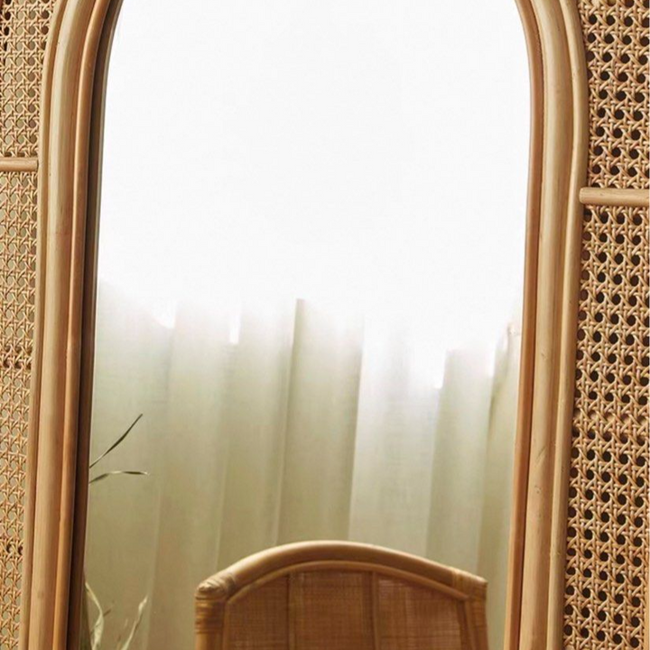 CALYRIA Modern Full Length Rattan Mirror