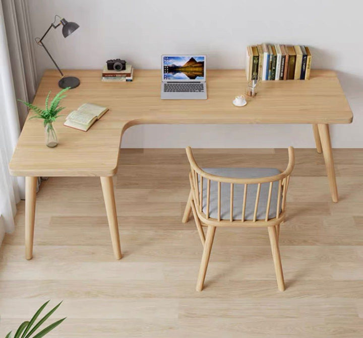 HURLEY Curved Solid Wood Study Desk - Radical Homes Singapore