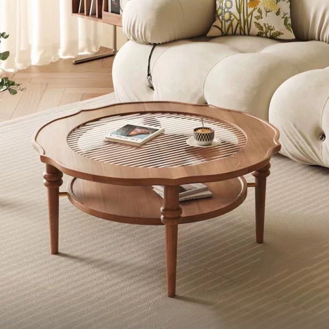 BERG Vintage Solid Wood Round Coffee Table - Radical Homes Singapore