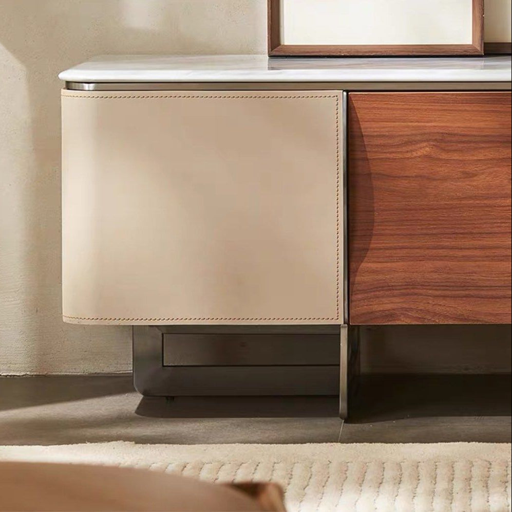 VACLA Modern Saddle Leather TV Console - Radical Homes Singapore