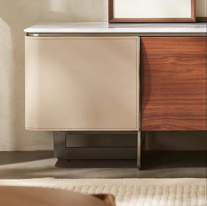 VACLA Modern Saddle Leather TV Console - Radical Homes Singapore