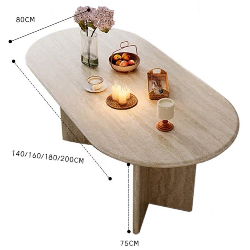 ZAILE Modern Travertine Dining Table - Radical Homes Singapore