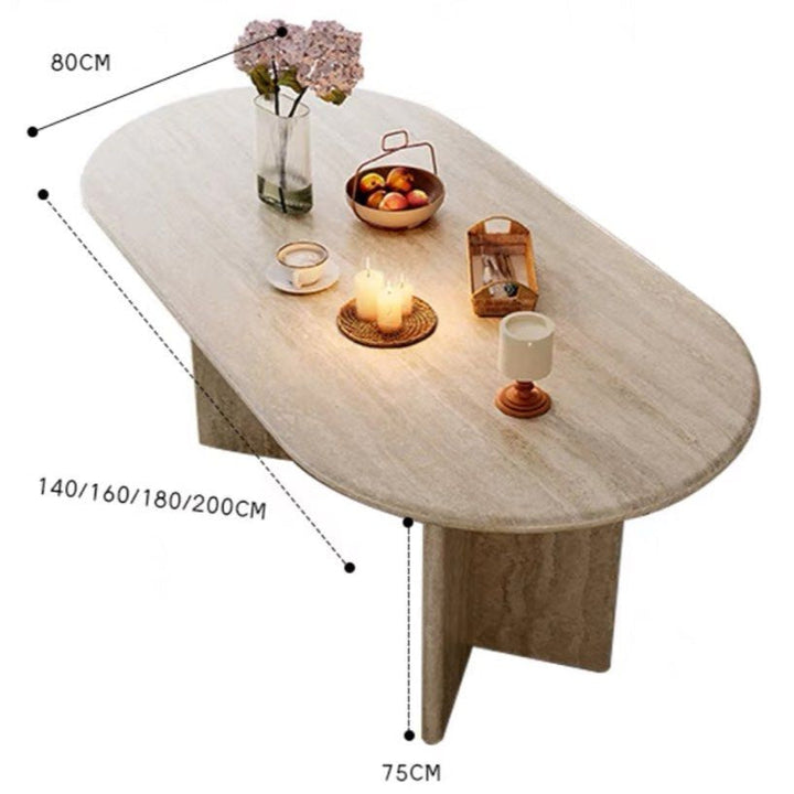 ZAILE Modern Travertine Dining Table - Radical Homes Singapore