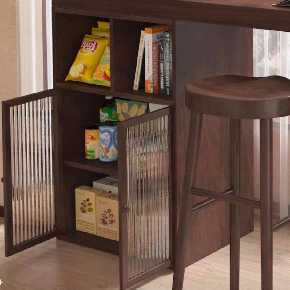 AVERN Modern Solid Wood Bar Table With Storage - Cassa Haus Singapore