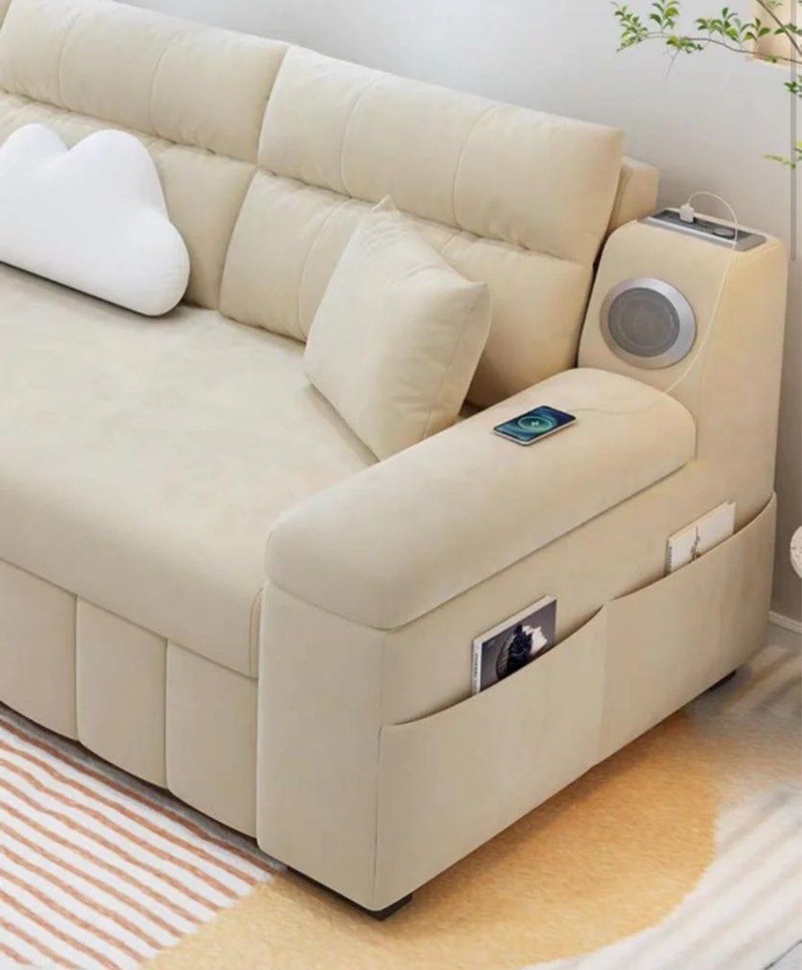 DAN Modern Velvet Storage Sofa Bed - Radical Homes Singapore