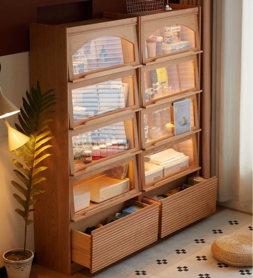 KAYLA Modern Cherry Wood Display Shelf - Radical Homes Singapore