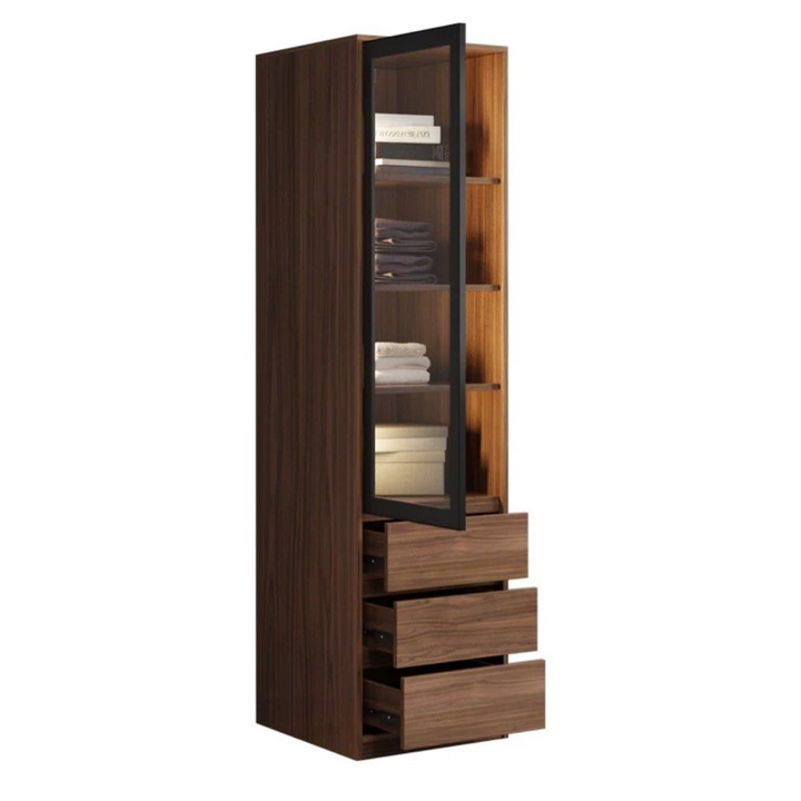 THRYMOR Rustic LED Walnut Wardrobe - Cassa Haus Singapore