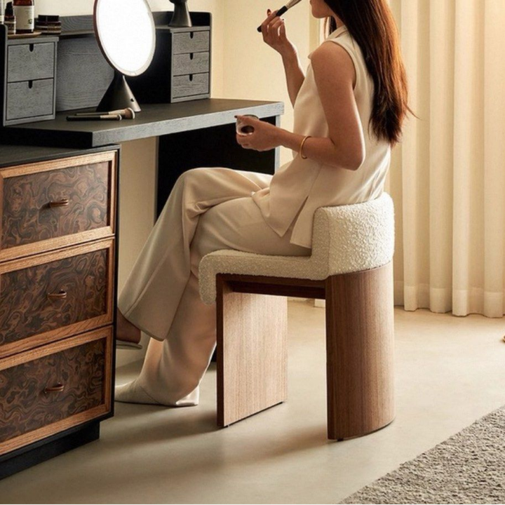 GHAIL Modern Solid Wood Vanity Stool - Radical Homes Singapore