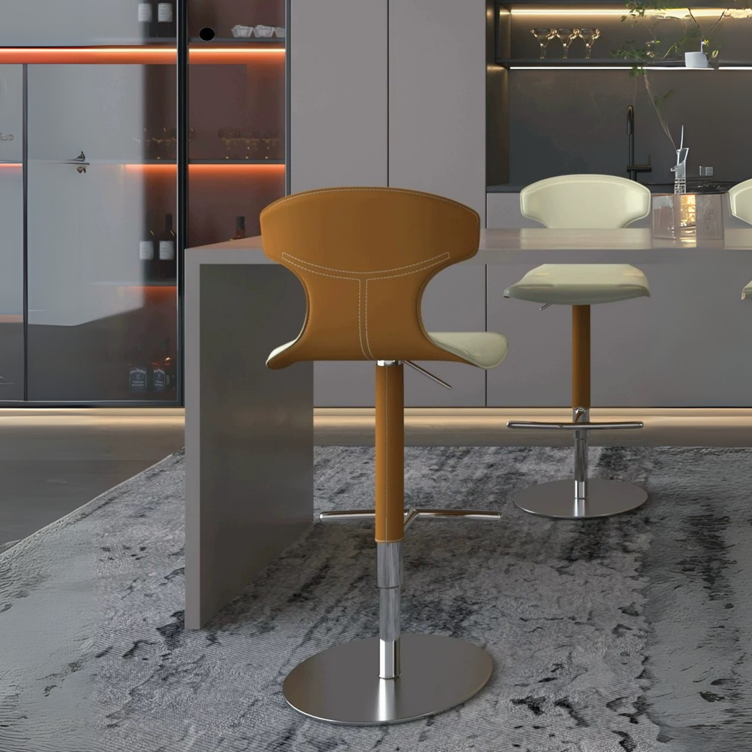 NORDIK Modern Leather Bar Stool - Radical Homes Singapore