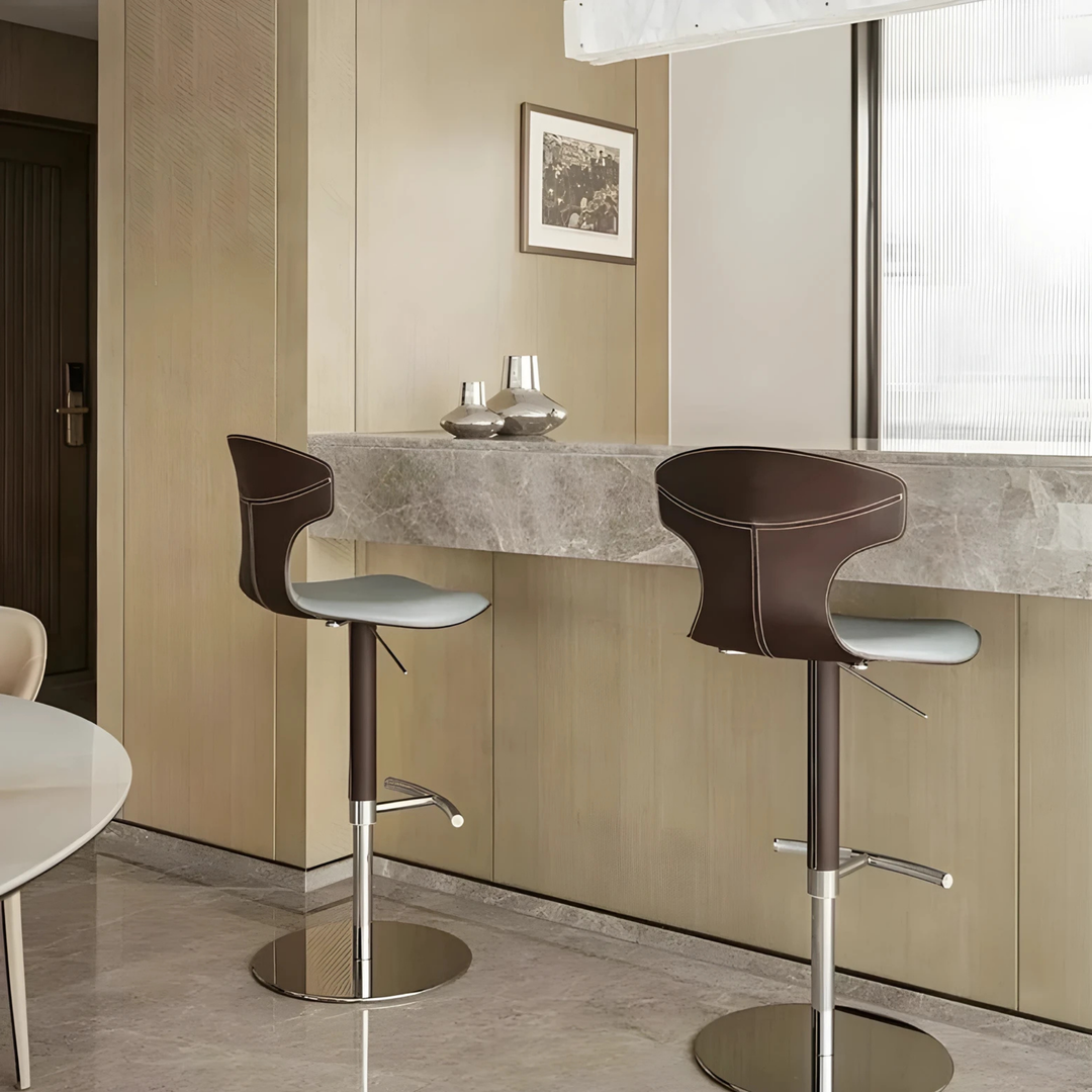NORDIK Modern Leather Bar Stool - Radical Homes Singapore