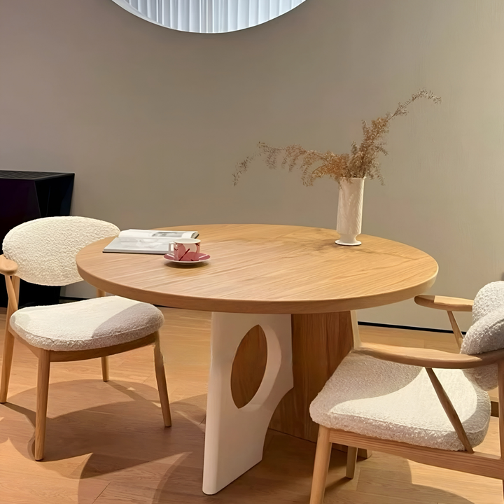 IVES Modern Solid Wood Round Dining Table - Radical Homes Singapore