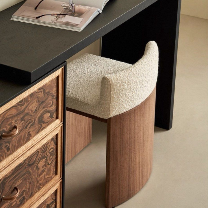 GHAIL Modern Solid Wood Vanity Stool - Radical Homes Singapore