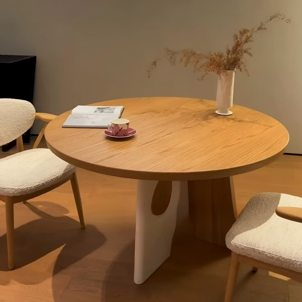 IVES Modern Solid Wood Round Dining Table - Radical Homes Singapore