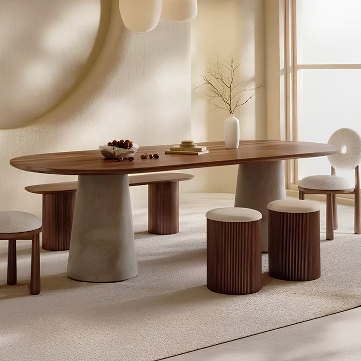 ELLIPSE Modern Solid Wood Oval Dining Table - Cassa Haus Singapore
