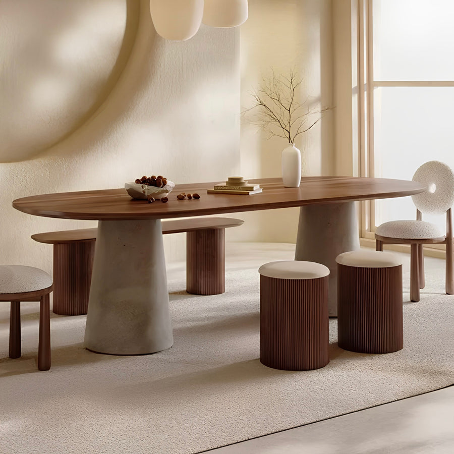 ELLIPSE Modern Solid Wood Oval Dining Table - Cassa Haus Singapore