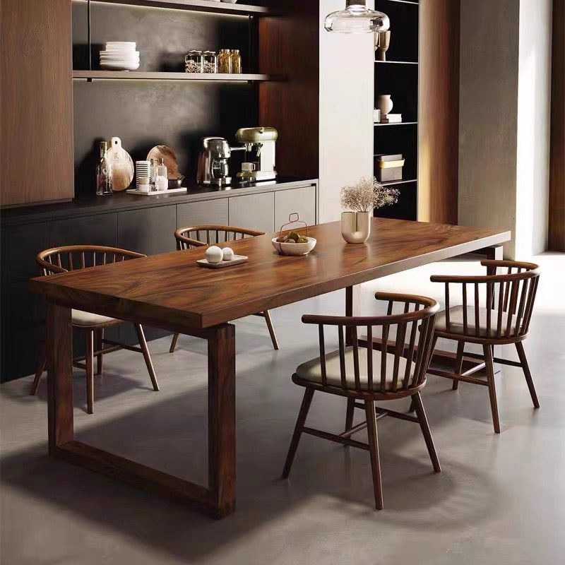 BADOU Rustic Walnut Wood Dining Table (Instock) - Radical Homes Singapore