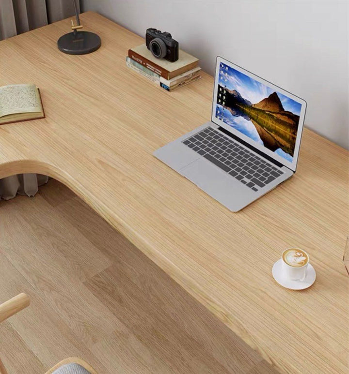 HURLEY Curved Solid Wood Study Desk - Radical Homes Singapore