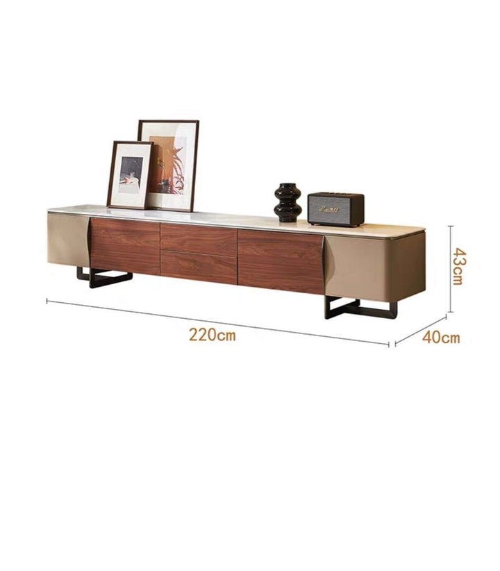 VACLA Modern Saddle Leather TV Console - Radical Homes Singapore