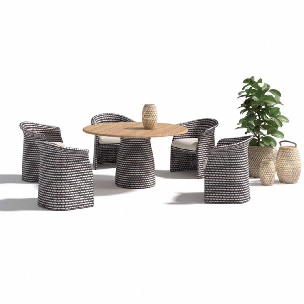 OREVYNT Modern Teak Wood Outdoor Table & Chairs - Cassa Haus Singapore